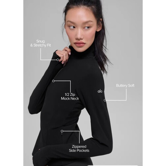 Alosoft 1/2 Zip Rapid Pullover Black Size Large NWOT